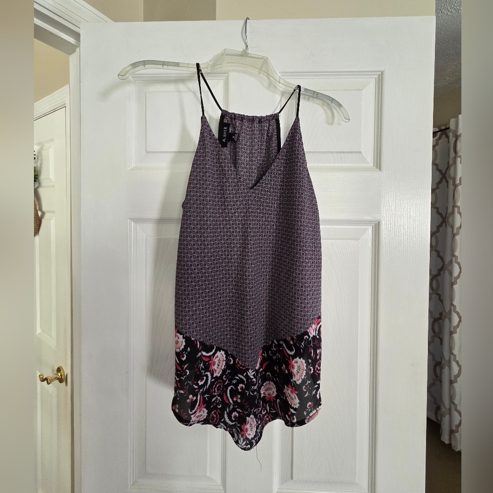 A. Byer Purple Medium Printed Floral-Hem Cami